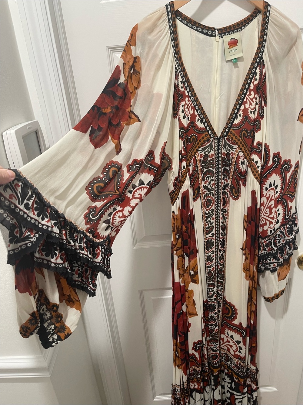 FARM Rio Cream Maxi Dress with Rust and Brown Paisley Print - Picture 3 of 4